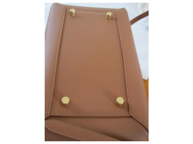 Borsa a mano Céline in pelle granulosa color caramello - vista 7