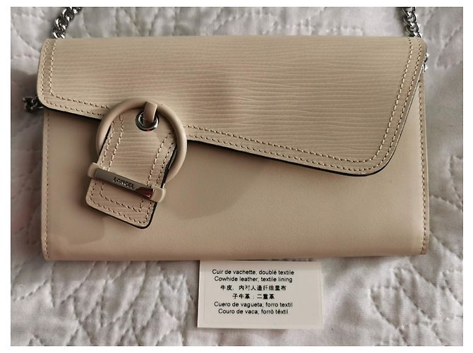 Borsa a tracolla Lancel in pelle e catena crema Beige Crudo - vista 16