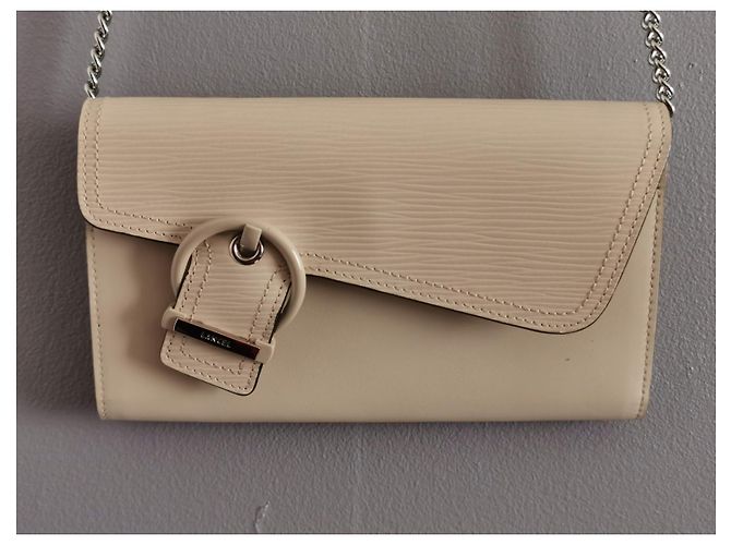 Borsa a tracolla Lancel in pelle e catena crema Beige Crudo - vista 3