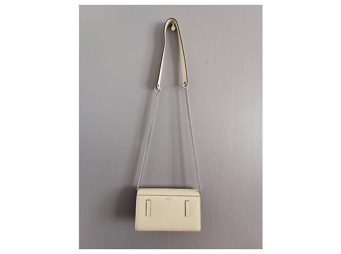 Borsa a tracolla Lancel in pelle e catena crema Beige Crudo - vista 5
