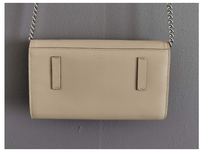 Borsa a tracolla Lancel in pelle e catena crema Beige Crudo - vista 7