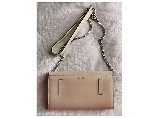 Borsa a tracolla Lancel in pelle e catena crema Beige Crudo - vista 8