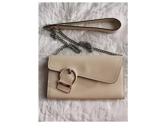 Borsa a tracolla Lancel in pelle e catena crema Beige Crudo - vista 9
