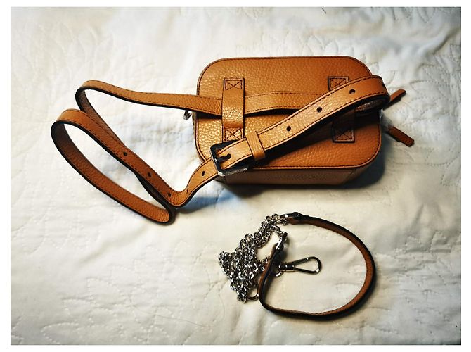 Bolsa camera Lancel em couro marrom camel Castanho claro Caramelo Hardware prateado - vista 10