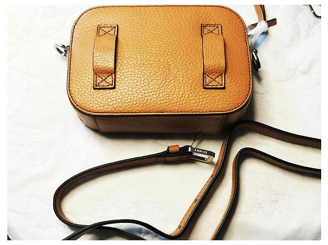 Bolsa camera Lancel em couro marrom camel Castanho claro Caramelo Hardware prateado - vista 11