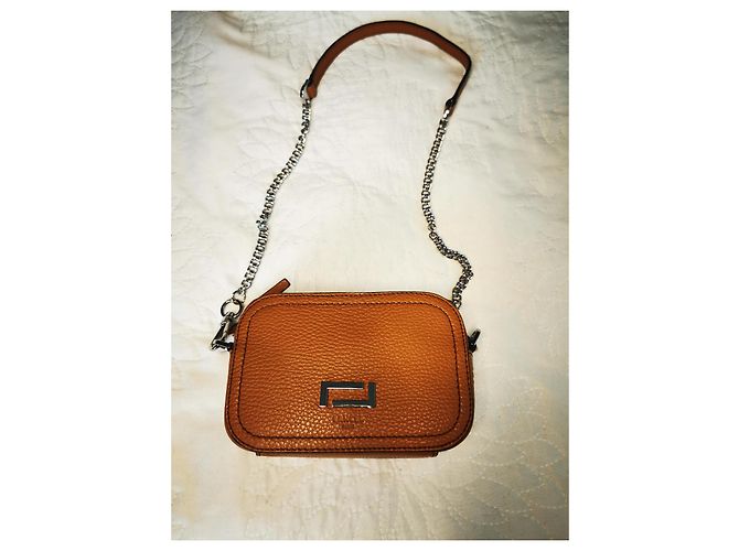 Bolsa camera Lancel em couro marrom camel Castanho claro Caramelo Hardware prateado - vista 12