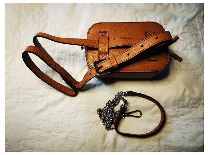 Bolsa camera Lancel em couro marrom camel Castanho claro Caramelo Hardware prateado - vista 14