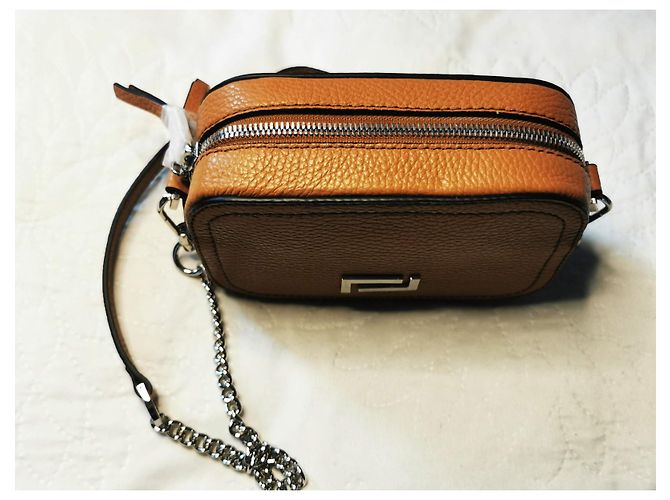 Bolsa camera Lancel em couro marrom camel Castanho claro Caramelo Hardware prateado - vista 3
