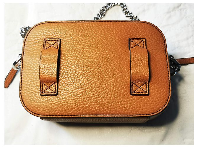 Bolsa camera Lancel em couro marrom camel Castanho claro Caramelo Hardware prateado - vista 7