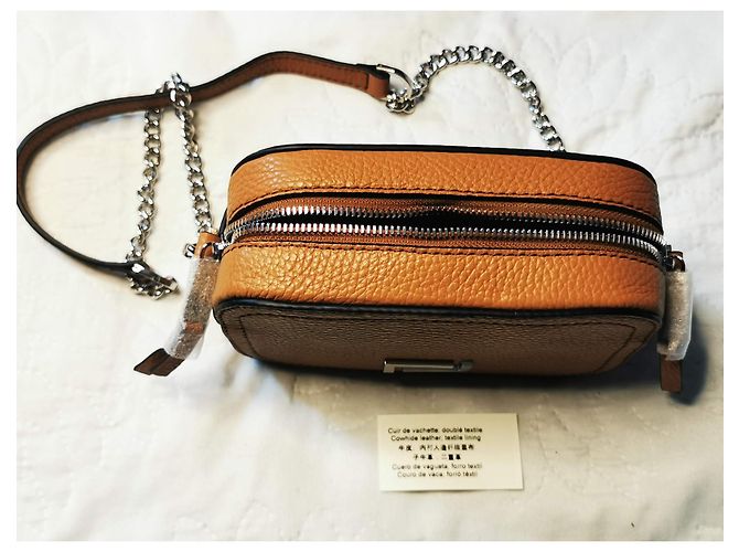 Bolsa camera Lancel em couro marrom camel Castanho claro Caramelo Hardware prateado - vista 8