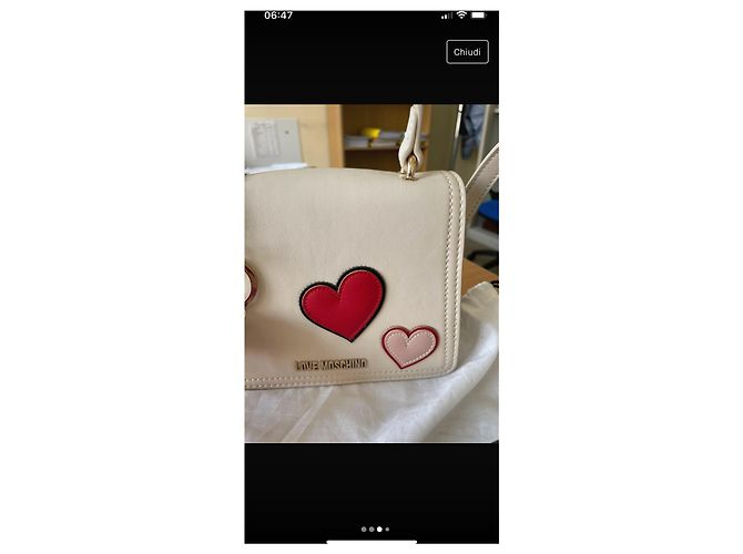 Borsa Love Moschino Rossa Eggshell in ecopelle con portachiavi Rosso Bianco sporco - vista 2