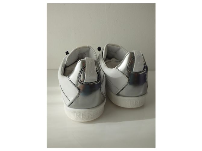 Sneakers Kenzo in pelle bianca e argento Bianco - vista 10