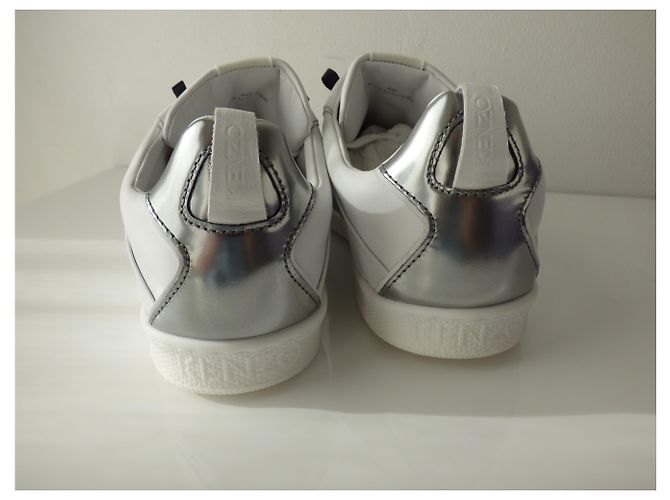 Sneakers Kenzo in pelle bianca e argento Bianco - vista 11