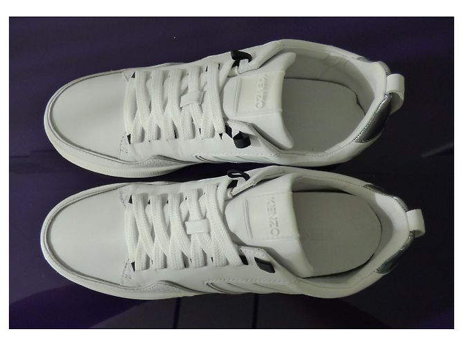 Sneakers Kenzo in pelle bianca e argento Bianco - vista 12