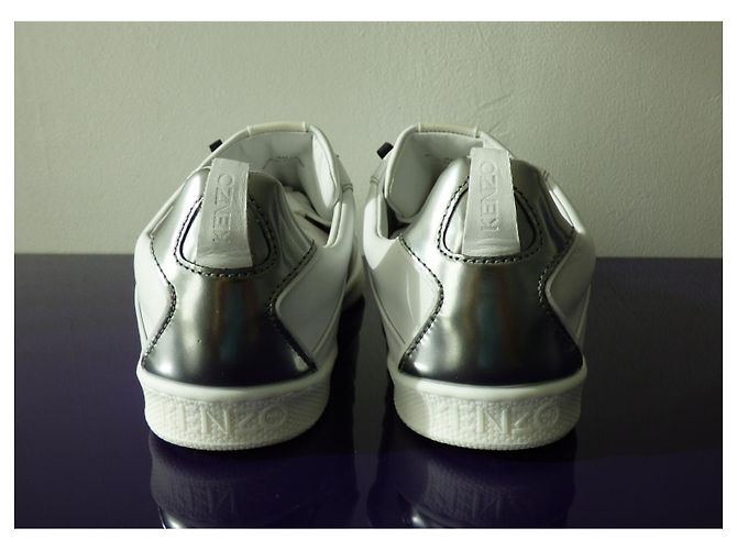Sneakers Kenzo in pelle bianca e argento Bianco - vista 3