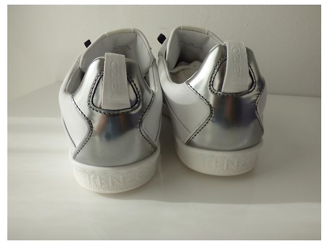 Sneakers Kenzo in pelle bianca e argento Bianco - vista 6