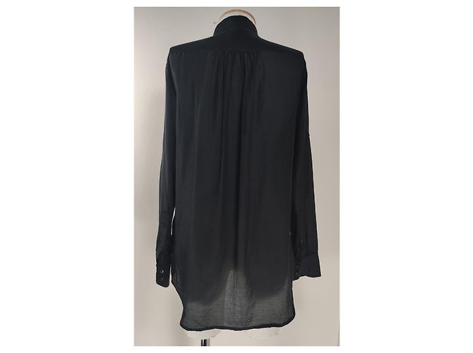 Club Monaco Camicia Nera Trasparente in Seta e Cotone Nero - vista 3