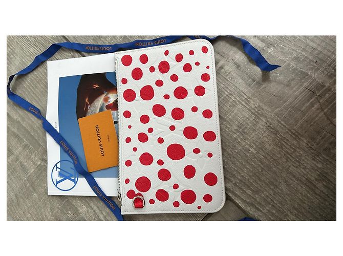 Pochette neverfull Louis Vuitton Kusama Bianco Rosso - vista 2