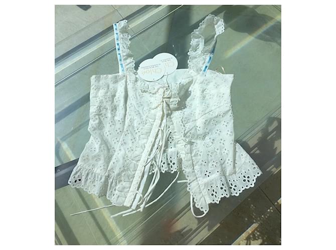 Top Chloé de algodón con bordado inglés blanco - vista 5