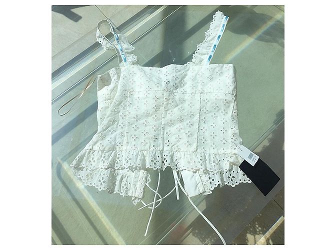 Top Chloé de algodón con bordado inglés blanco - vista 7