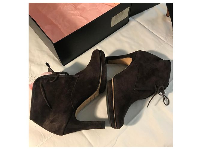 Stivaletti con lacci Repetto in nubuck cioccolato - vista 6