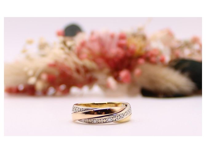 Autre Marque Squillare 3 ori 750%o stile anelli ad incastro e diamanti Gold hardware - vista 2