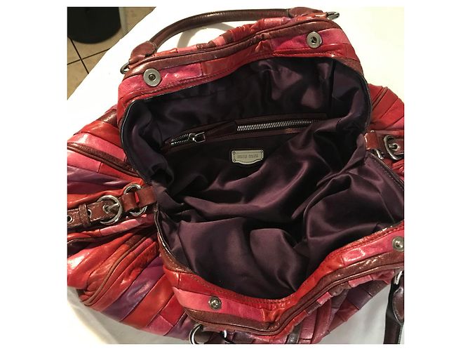 Borsa Miu Miu in pelle fucsia e melanzana Rosa - vista 3