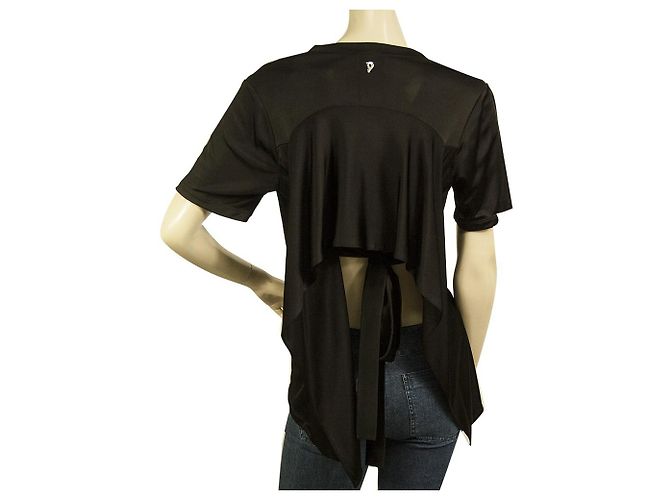 Dondup Schwarz Viskose Open Back Bow Bluse Kurzarm Top Größe M - Ansicht 2