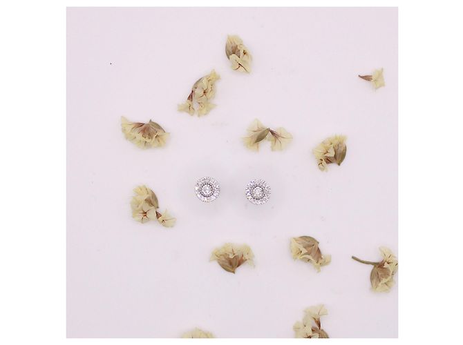 Autre Marque Weißgold-Ohrringe 750%o Diamantpflaster Silber Hardware - Ansicht 2