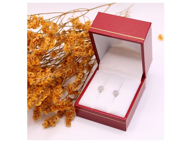 Autre Marque Weißgold-Ohrringe 750%o Diamantpflaster Silber Hardware - Ansicht 5