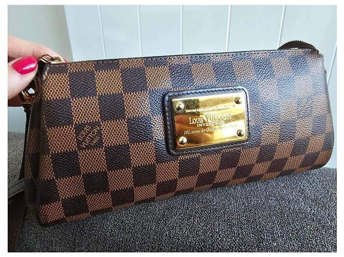 Louis Vuitton Borsa Damier Ebene Eva con Catena Marrone - vista 4