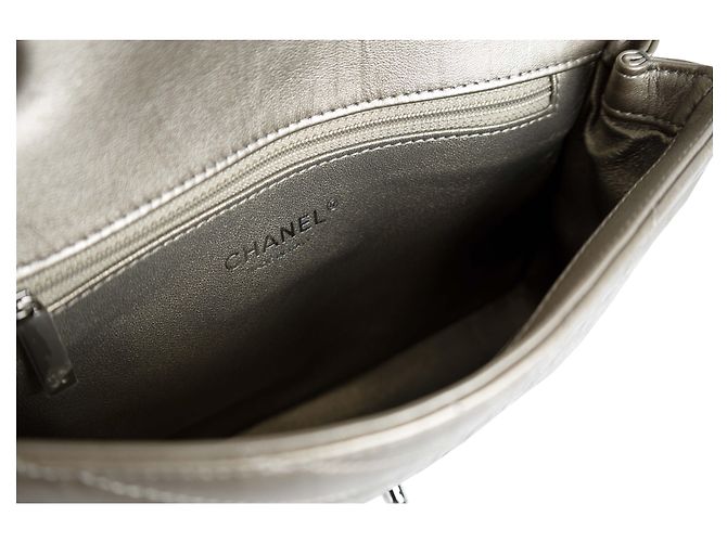 Borsa con patta Chevron decorata con "catena di paillettes" Chanel Argento - vista 7