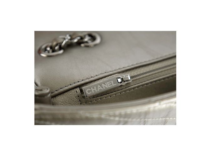 Borsa con patta Chevron decorata con "catena di paillettes" Chanel Argento - vista 9