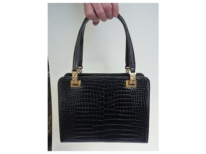 Borsa Gucci in pelle di coccodrillo nero - vista 2