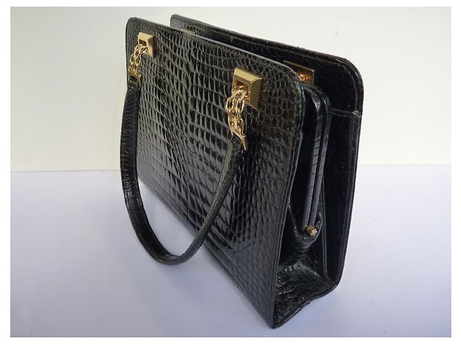 Borsa Gucci in pelle di coccodrillo nero - vista 4