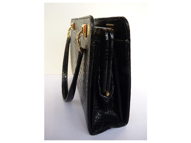 Borsa Gucci in pelle di coccodrillo nero - vista 5