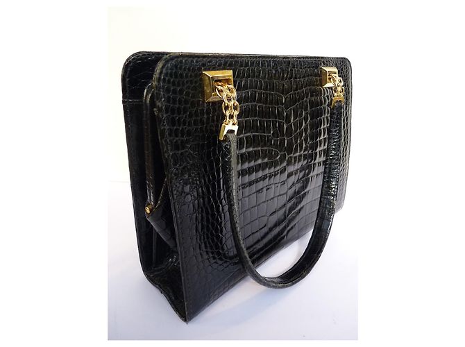 Borsa Gucci in pelle di coccodrillo nero - vista 6