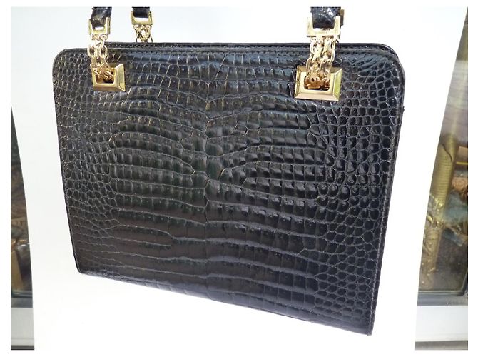 Borsa Gucci in pelle di coccodrillo nero - vista 7