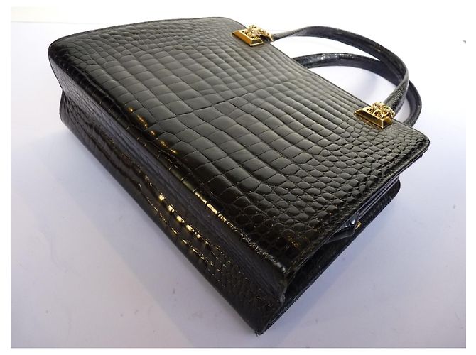 Borsa Gucci in pelle di coccodrillo nero - vista 8
