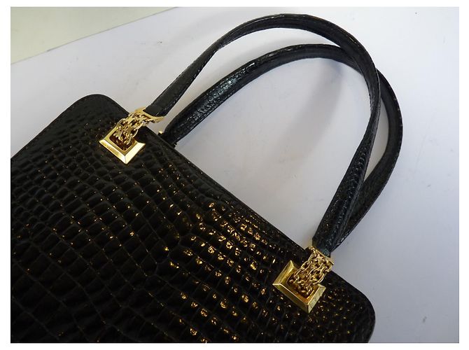 Borsa Gucci in pelle di coccodrillo nero - vista 9