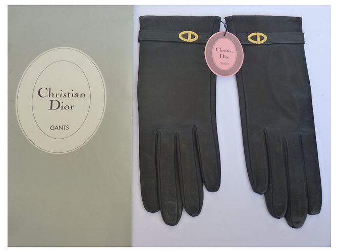 Christian Dior Handschuhe aus schwarzem Lammleder mit goldenem CD Logo - Ansicht 3
