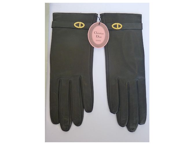 Christian Dior Handschuhe aus schwarzem Lammleder mit goldenem CD Logo - Ansicht 4