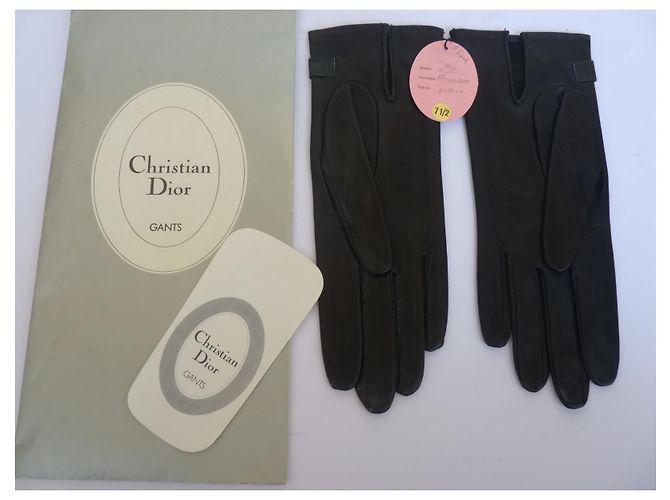 Christian Dior Handschuhe aus schwarzem Lammleder mit goldenem CD Logo - Ansicht 7