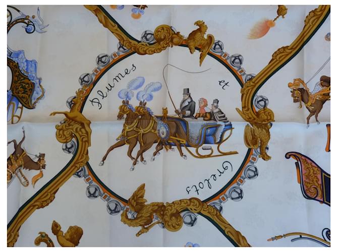 Sciarpa in seta Hermès Plumes et Grelots Gialla Giallo - vista 3