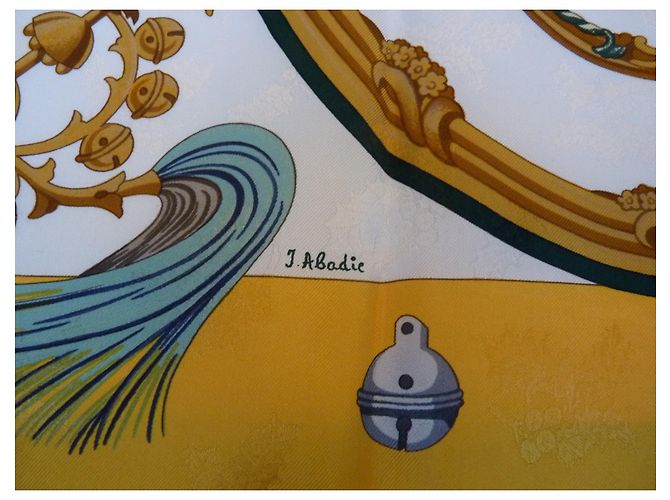Sciarpa in seta Hermès Plumes et Grelots Gialla Giallo - vista 9