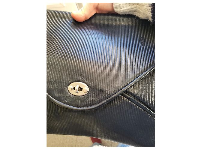 Pochette Fendi in pelle blu navy - vista 6