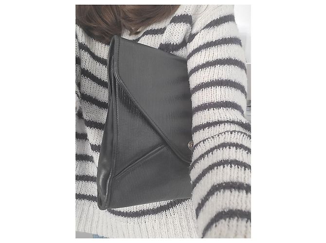 Pochette Fendi in pelle blu navy - vista 8