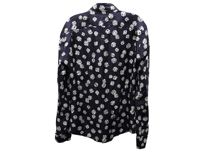 Camicia Louis Vuitton Monogram Dice Regular Fit in cotone blu navy - vista 2