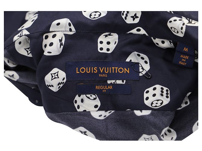 Camicia Louis Vuitton Monogram Dice Regular Fit in cotone blu navy - vista 3