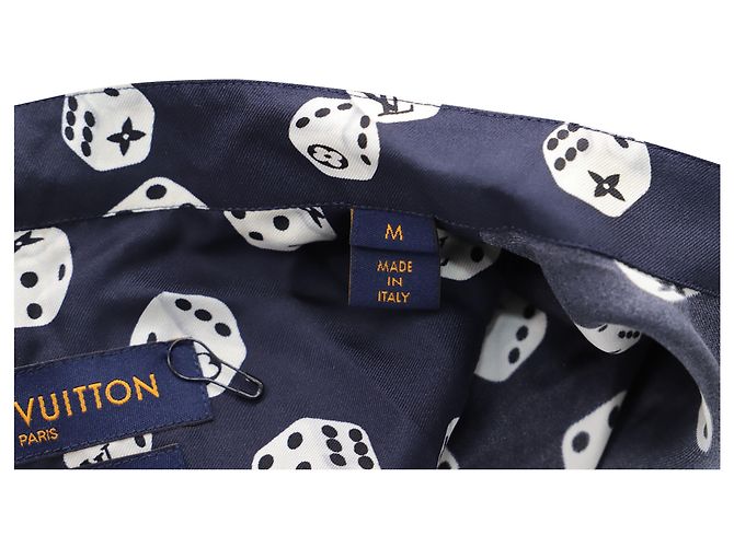 Camicia Louis Vuitton Monogram Dice Regular Fit in cotone blu navy - vista 4